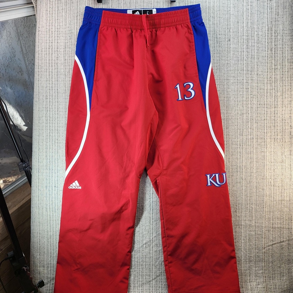 Kansas Jayhawks Pants Women Large Red Blue NCAA Basketball Adidas adizero